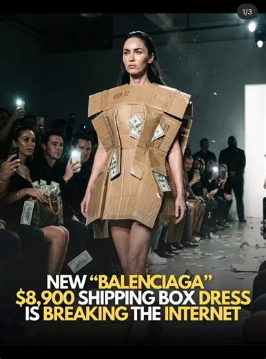 Yes, the Balenciaga “cardboard dress” is quite real.It’s an illusion piece made to look like it was made using a shipping box but it actually uses hand-pleated cotton and technical fabrics to mimic the corrugated texture, folds, and appearance of cardboard. It’s been reportedly priced around $8,900.(celebsimulation on IG)