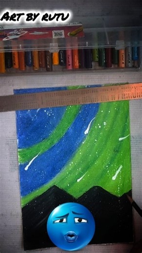 Oil Pastel Scenery Drawing | Mountain & Colorful Sky Step by Step