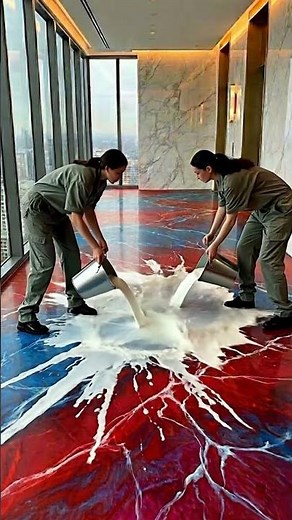 Marble Epoxy Floor TRANSFORMATION is INSANE 😱 #epoxy #luxury #interiordesign
