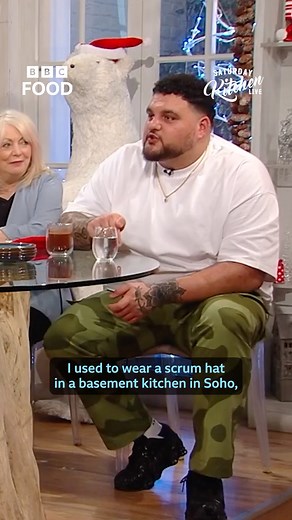 Props to rebel Ravneet Gill from Big Has for making these showstopping profiteroles easier. And... a scrum hat? 🏉 https://www.bbc.co.uk/food/recipes/chocolate_and_cream_83340 #SaturdayKitchen | BBC Food