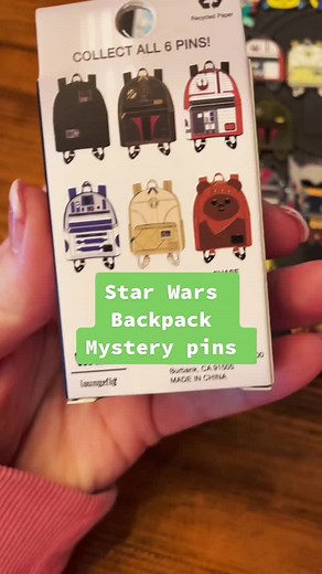 Star Wars backpack 🎒 pins! #disney #pintrading #mysterypins #starwars #blindbox #foryoupage #pins #r2d2 #unboxing #loungefly #darthvader #luke #leia