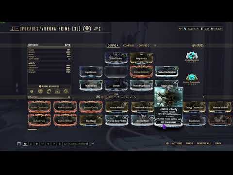 Warframe Voruna Prime is here let's mod her! Please Subscribe!