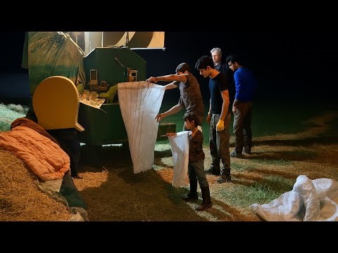 Night Wheat Threshing with Tractor & Thresher Machine | Farming in Action