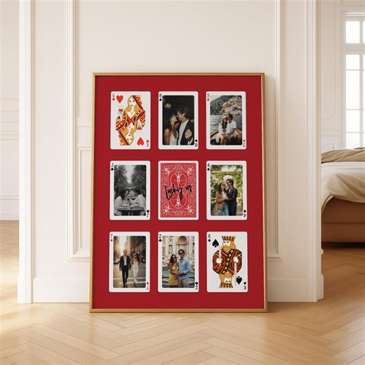 Custom Photo Playing Card Poster | Personalized Note Wall Art | Printable Couple Anniversary Print | Personalized Ace of My Heart Wall Art - Etsy