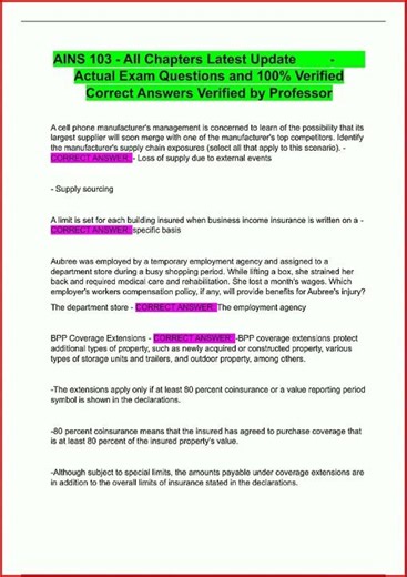 Ains 103 All Chapters Latest Update Actual Exam Questions An video