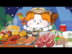Camping mukbang! (Grilled Salmon, Grilled Shrimp, Grilled Lamb)ASMR /foomuk