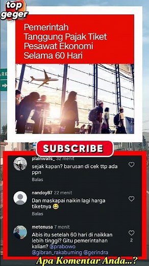 PEMERINTAH TANGGUNG PAJAK PESAWAT EKONOMI SELAMA 60 HARI
