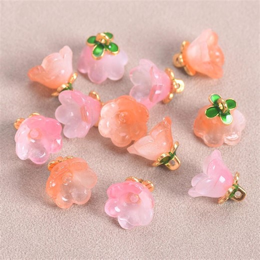 10pcs Flower Shape Lampwork Glass Charms Loose Pendants Beads for Jewelry Making DIY Earring Findings - Etsy