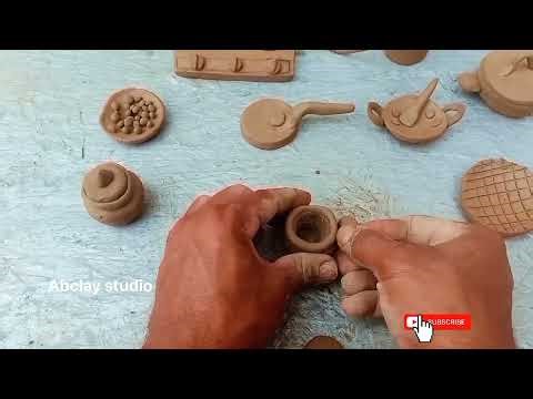 Handmade Kitchen Set||Polymer Clay Miniature Kitchen Set Mitti ||mitti k bartan bnana||#kitchenset