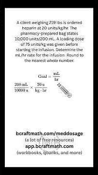 Heparin Flow Rate Dose Calc With Distractors/Fluff #craftmath #meddosage #dosagecalculations