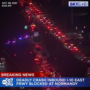 31K views · 242 reactions | TRAFFIC ALERT A deadly crash is causing major delays on the East Freeway after a pedestrian was hit and killed. The westbound/inbound lanes of I-10 are shut down as crews work to investigate the scene. HPD is asking drivers to avoid the area. Use Highway 90 as your alternate route. https://abc13.com/11176292/ | ABC13 Houston | Facebook