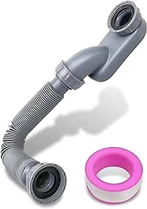 Low Profile 1 1/2 P Trap, Bathtub Shower Drain Pipe Low Profile, Flat P Trap Freestanding Tub Drain Fit for Bath RV Bathtub