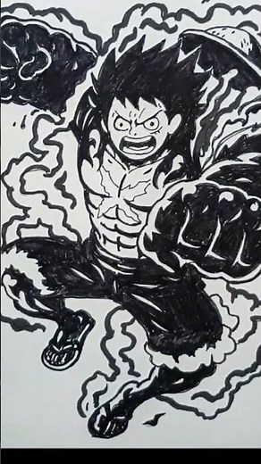 How To Draw Luffy Gear 4 Easy Freestyle drawing #drawingtutorial #animedrawing #animeart #onepiece