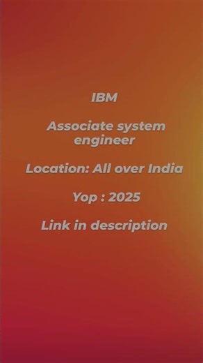 Associate system engineer Hiring #ytshorts #shorts #ibm #hiring #freshers