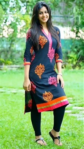 ✨🌸 Stunning Black Kurti – Pink Orange Prints Soft Village Charm For Style Lovers | #AIGlams
