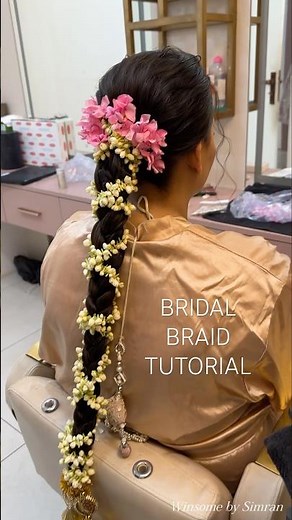 Bridal Braid Tutorial 🩷 #braidhairstyles #braidstyles #gajrabraid #bridalhairstyle