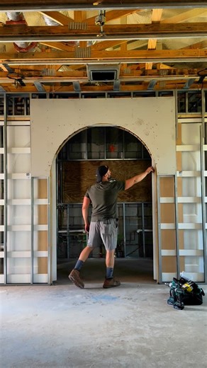 PJ Fetscher on Instagram: "I’m definitely adding this to my resume. These arched pocket doors (one of two sets I did) make the most satisfying thump as they softly close together. I made an old school template so the arch of the doors would make a perfectly parallel curve to the existing opening. I’ve been hesitant to install these because.. you guessed it. I’ve never done it before. Today, I breathed a huge sigh of relief driving home from this project. The blueprint for this game is over prepa
