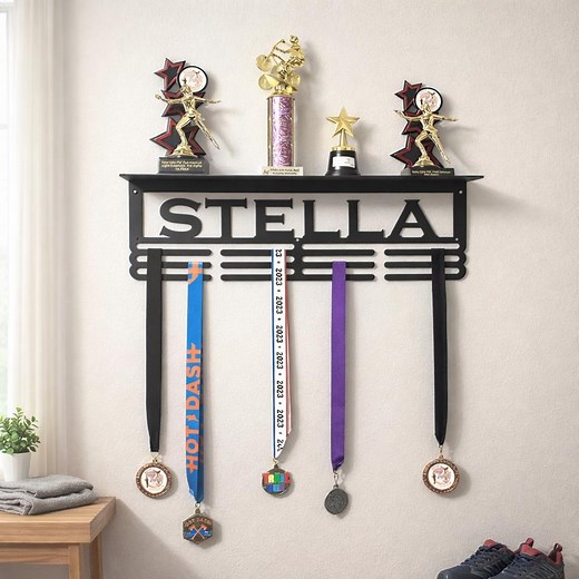 Custom Medal and Trophy Shelf | Personalized Sports Display | Metal Athlete Award Hanger | Gift for Athlete | CNC Plasma Cut Sign - Etsy
