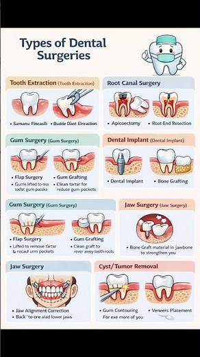Types of Dental Surgeries – Explained with Illustrations#DentalSurgery #OralHealth