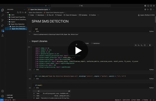 #machinelearning #codsoftinternship #spamdetection #nlp | Subham Rakshit