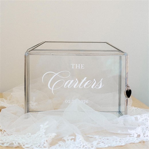 Glass Wedding Card Box: Silver Card Box for Wedding Gift Table - Etsy