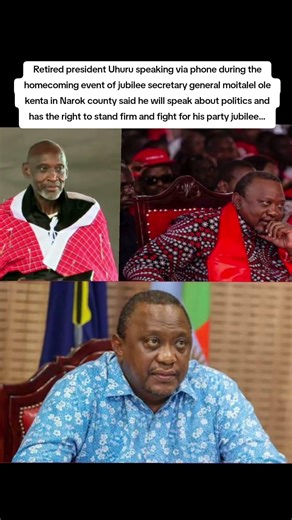 Retired president Uhuru speaking via phone during the homecoming event of jubilee Secretary general