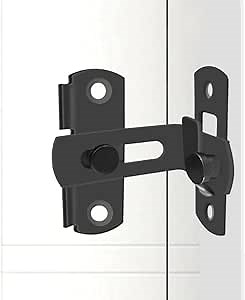 KAFENDA 90 Degree Locking Privacy Lock Sliding barn Door Latch Right Angle Door Clasp cam Lock (2 Large Black)