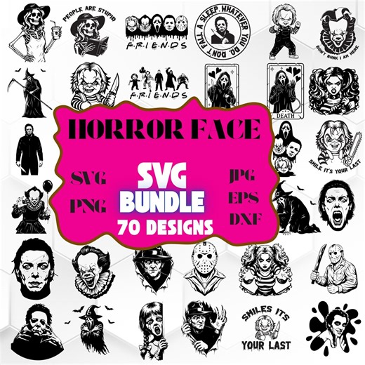 Halloween Horror Characters Svg, Hallowe Mega Svg Png , Horror Movies Svg , Horror Face Characters, Digital Download, Spooky Scary Faces Svg - Etsy