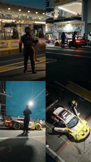 The race continues even during the pit stop.