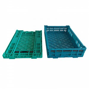 [Hot Item] Green Nested Strong Plastic Mesh Storage Box Foldable Crate for Vegetable Transport Storage