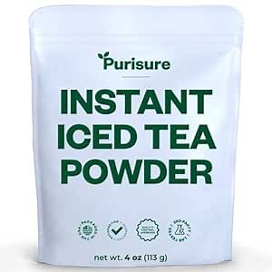 Purisure Unsweetened Iced Tea Powder, Instant Black Tea, Real Black Leaves, Powdered Iced Unsweetened with Zero-Calories, Sugarless Instant Tea, 4 oz, 192 Serving Pack