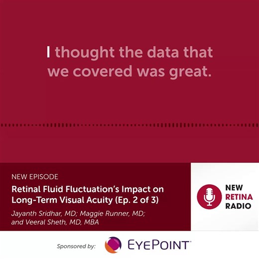 🔍 How do retinal fluid fluctuations quietly erode long-term vision? Drs. Sridhar, Runner, and Sheth unpack why volatility (not just volume) matters, compartments of concern, and clinic-ready dosing/imaging tactics. #sponsored Listen Here: https://ow.ly/WB9b50XHwKX #Retina #AMD #DME | Retina Today
