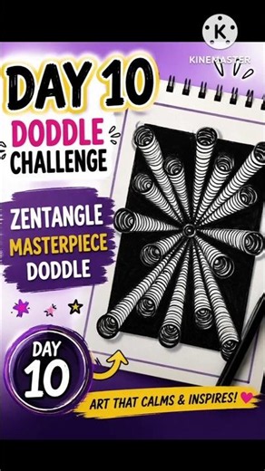 Day 10 Doodle Challenge | Zentangle Masterpiece Doodle Art | Easy 3D Illusion Drawing #shorts