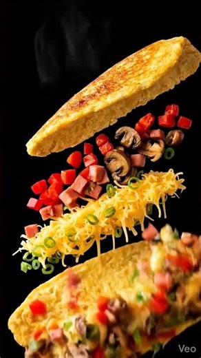 Enormous Omelet Exploded View 🥚🔥 | Satisfying Food Photography on Black Background #Shorts