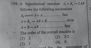 A hypothetical reaction A_{2}+B_{2} \rightarrow 2 A B follows t... | Filo