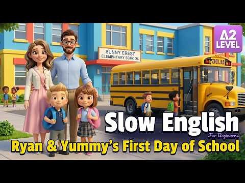 Ryan & Yummy’s First Day at School | Easy English Listening Story (A1 Level)