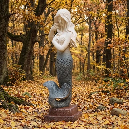 Large 37 Inch Mermaid Statue Indoor Outdoor Garden Sculpture | Magnesium Oxide Patio Yard Lawn Porch Coastal Decor - Etsy