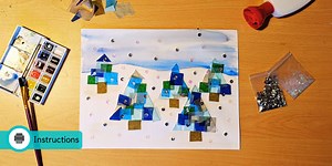 Wintery Tissue Paper Collage | Winter Crafts