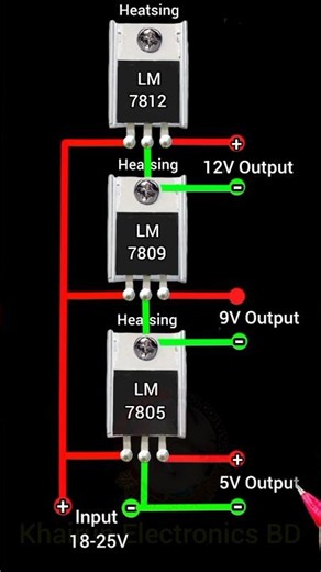 12V 9V 5V Voltage converter circuit #shorts