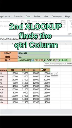 Excel Tutorial: Double Xlookup in excel! Fetch multiple data in one go. #xlookup #igreach #feed