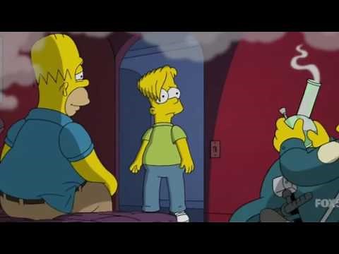 The Simpsons--Teenager Bart Party-homer smoking weed