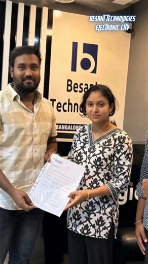 BesantTechnologies ElectronicCity on Instagram: "💙 We’re beyond proud to see another Besant Ecity student achieve their dream job! 👉 Want to be our next success story? Kickstart your IT career with E&ICT Academy IIT Guwahati & NASSCOM Certified Programs today! 🎓 Full Stack | Data Science | AI | Cloud & DevOps | Cyber Security | Testing | UI/UX 📍 Besant Technologies – Electronic City 💼 100% Placement Support | Real-Time Projects | Expert Mentorship ✨ Your career story starts here — let’s mak