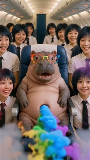 Baby Hippo and the Genius Octuplets: A Plane Full of Fun! 🦛🤣「小河馬與資優八胞胎同學同樂！整架飛機嗨翻！」