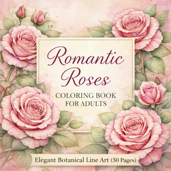 Romantic Roses Coloring Book for Adults – Elegant Botanical Line Art (50 Pages) - Etsy
