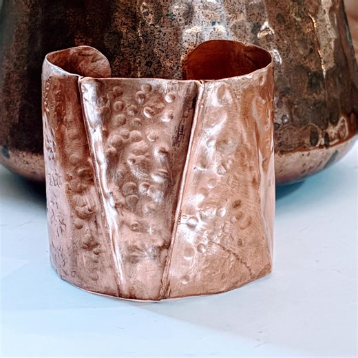 Hammered Copper Cuff Bracelet | Wide Artisan Boho Jewelry - Etsy