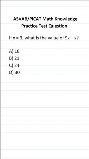 Evaluating Expressions: ASVAB/PiCAT Math Knowledge Practice Test Q #acetheasvab w/ #grammarhero