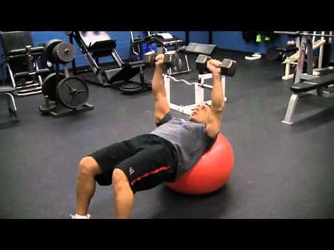 Stability Ball Incline Dumbbell Chest Press