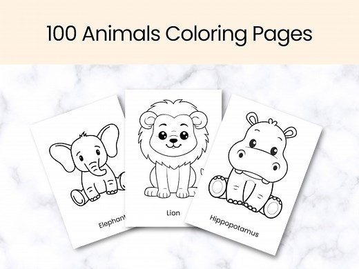 100 Animals Coloring Pages for Toddlers Colouring Book for Kids Activity Page Printable Coloring Cute Animal Pages - Etsy