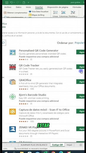Crear código QR en Excel