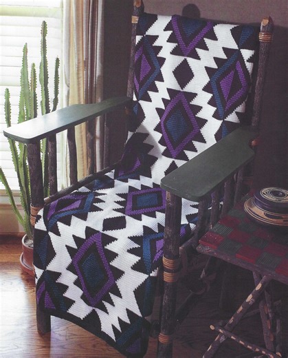 Tunisian Aztec Afghan Crochet PATTERN: Vintage Southwestern Throw (PDF Download) - Etsy